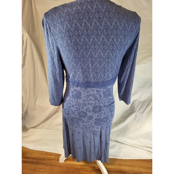 Athleta Womens Dress Faux Wrap Stretch Blue Floral 3/4 Sleeve Size S Small - Picture 6 of 6